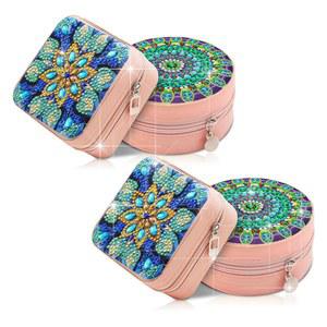 CharySim 4 PC 다이아몬드 아트 주얼리 박스 키트 젬 페인팅 여성 릴랙싱 라인스톤 공예 페인트 바이 도트 땡땡이 생일 선물 (Blue & Blue)