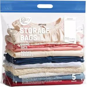 이지유어홈 5PCS 5갤런 지퍼 잠금 비닐봉투 손잡이 및 바닥 포함 18 x23 +7 의류 여행 이동 해변 BPA 프리