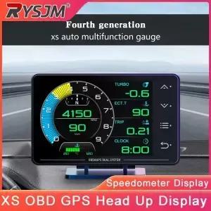 XS 자동차 OBD+GPS 듀얼 시스템 헤드업 디스플레이 디지털 계기판 LCD 수온계 신형 게이지 다기능 타코