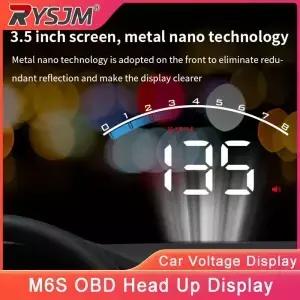 M6S 자동차 OBD 헤드업 디스플레이 앞유리 프로젝터 속도계 LCD 속도 전압 타코미터 수온 액세서리