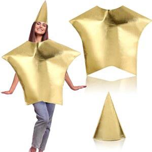 Jenaai Gold Star Costume for Women Adults Christmas Nativity Religion Living Scene Outfits Cosplay Apparel with Hat Xmas Sunday Church Supply