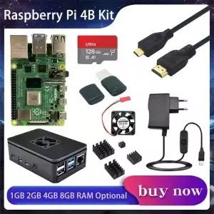 라즈베리 파이 4 키트 8G 4G 2G 1 GB RAM 케이스 선풍기 방열판 전원 어댑터 옵션 32 64 TF 카드 RPI