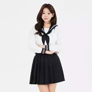 [교복몰]고품질 TBZ 블랙 화이트라인 복고 유니폼 여자 세라복 긴팔 교복 세일러복 세라복코스프레 WFNKMC