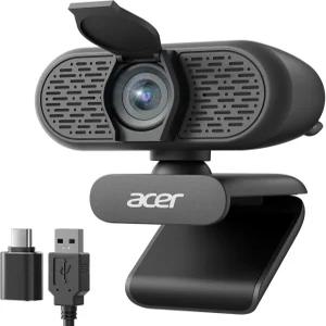 Acer 1080p 웹캠 USB 플러그 앤 플레이 노이즈 캔슬링 마이크가 있는 PC용 컴퓨터 카메라 데스크탑
