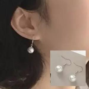 여성 실버 귀침 진주 귀걸이 1세트 10mm 데일리 귀고리 패션 이어링...