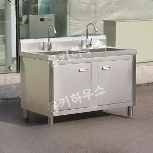 스텐싱크대 식당 주방 이동식 가스대 100x50x80 풀 캠핑장 작업대 세척 더블