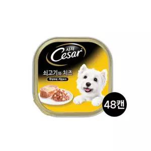 시저 강아지캔 1세이상 쇠고기와 치즈 100g 48개