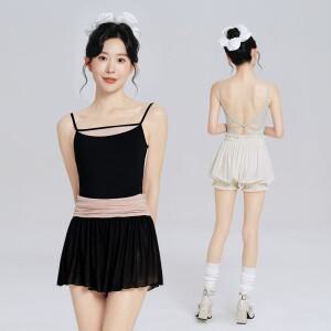 여성 십대 발레 레오타드  민소매 댄스 캐미솔 메쉬 스플라이싱 체조 바디수트 성인 소녀 피트니스