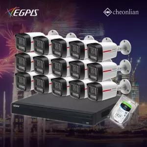 이지피스 이지뷰IP QHD 고급형 야간컬러 실외15대+16채널 CCTV 세트 PoE (2TB 포함)