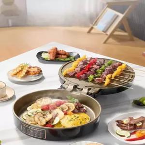 가정용 다용도 전기팬 팬케이크 대형 양면 가열 냄비 스팀 구이 그릴 찜요리
