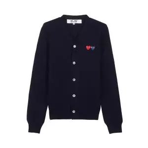 (꼼데가르송) 공용 더블 하트 가디건 AX N058 051 NAVY