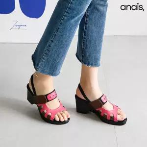 [아나이스] 투톤 밴딩 통굽 샌들힐 7.5cm_26S394
