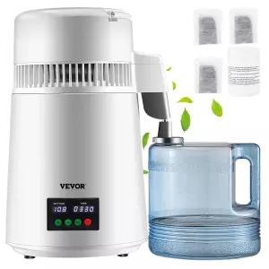 VEVOR 1.1Gal 물 증류기 증류수 제조기 750W 0-99H 타이밍 설정 온도 디스플레이 304 스테인리스 스틸