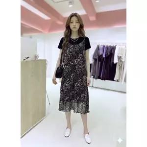 [롯데백화점]SOUP 플라워 쉬폰 레이어드 미디 원피스  SC5OP35Q