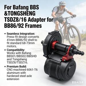 전기 자전거 모터 변환 키트: 바팡 BBS 시리즈 및 통셩 TSDZ8 68-73mm 브라켓을 41mm BB86/92로