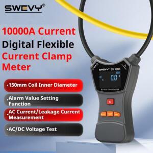 SWEVY 디지털 유연 전류 클램프 LCD 백라이트 포함, 0 mA-10000A 측정 멀티미터 및 누설 테스터