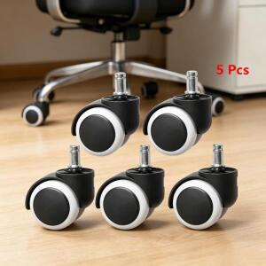 무소음 범용 사무실 의자 캐스터 5개/세트, 10mm/11mm 2인치 PU 휠(서클립/나사 포함) 대형