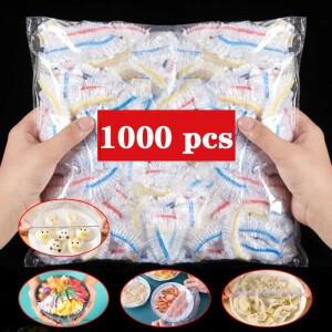 100 1000pcs 다채로운 일회호환용 식품 커버 플라스틱 랩 탄성 뚜껑 컵 모자 보관 비닐 봉투 주방 악세사리