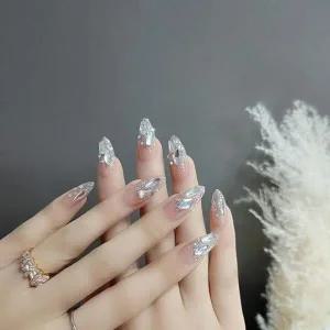 [하프클럽/]다이아 셀프 네일 아트 세트 24pcs 웨딩 젤 네일 디자인