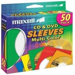 맥셀 190134 CD 및 DVD 종이 보관 봉투 커버 투명 플라스틱 창 다색 50팩(종이)