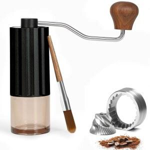 CHDEXU 휴대용 수동 커피 그라인더, CNC 스테인리스 스틸 버가 포함된 미니 그라인더 용량 25g, 내부 조절 가능한 설정, 에스프레소, 퍼 오버, 여행, 캠핑 및 가정에 적합