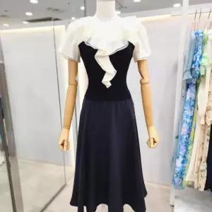 [샤틴]샤틴  프릴 배색 플레어 원피스 S262B657_DG
