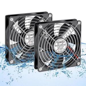 WDERAIR 120mm x 25mm DC 고성능 12V 방수 팬 IP68 듀얼 볼 베어링, RV 냉장고, 실외, 습한 환경 환기 및 냉각 2팩