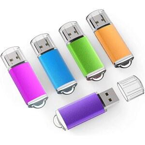 K&ZZ 5팩 64GB 플래시 드라이브 USB 2.0 엄지 긱 지퍼 스틱 64G 메모리 점프 드라이브, 멀티컬러 PC 노트북용