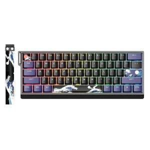 HITIME XVX 60 키보드 스트랩 H61 유선 알루미늄 게이밍 스왑 가능 가나가와 PBT 키캡 RGB 백라이트 체리 프로파일 흡음 패드 크리미 선형 스위치