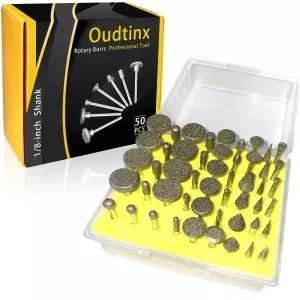 Dremel 로터리 툴용 Oudtinx 다이아몬드 코팅 연삭 헤드 버 세트 50개