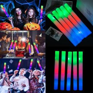 30Pcs RGB LED 글로우 폼 스틱 대량  치어 리더 튜브 어두운 라이트 생일 웨딩 파티 용품