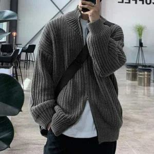 집업 니트 자켓 남자 간절기 아우터 도톰 투웨이 가디건