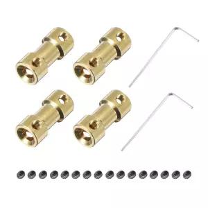 메카닉스티 4pcs 5mm 황동 축 결합 조인트 커넥터 스크류 포함 및 RC 모델 자동차 비행기 모터 휠 타이어