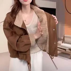[하프클럽/]점퍼 오버핏 퍼안감 아우터 페이크무스탕 숏 여자 겨울