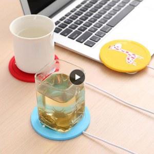 신상 USB 전원 공급 장치, 차 커피 컵, 머그잔 워머, 가열 컵 매트 패드 코스터, 사무실 가제트 만화 나무 곡물