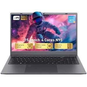 15 6인치 FHD IPS 노트북 컴퓨터 12GB RAM 256GB SSD 4코어 N95 6500Y 8100Y를 능가 노트북 지문 포함 숫자 키패드 비즈니스 업무용 학교 온라인 수업 일상 사용 Wi Fi BT5