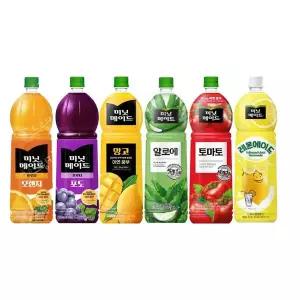 미닛메이드 1.5L 6종 오렌지+포도+망고+토마토+알로에+레몬에이드 (총6개)