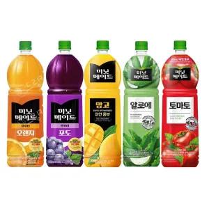 미닛메이드 1.5L 5종 오렌지+포도+망고+토마토+알로에(총5개)