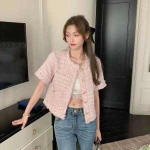 엘럽 여성 코트 봄여름 트위드 반팔 상의 득템