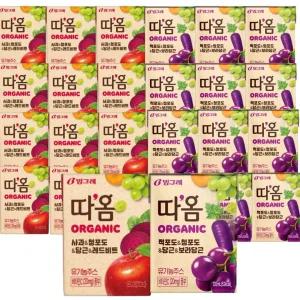 빙그레 따옴 오가닉 주스 혼합2종 120ml 24팩 사과 적포도 유기농주스 간식 발렌타인데이 어린이날 방과후