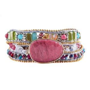 YGLINE woman 보호 핸드메이드 팔찌 스톤 구슬 컬렉션 천연 가죽 crystal