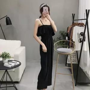 셀럽하우스 캐주얼 여성 꾸안꾸룩 끈나시 점프수트 패션 바지