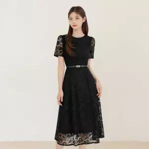 시크라인 XXL까지) 콜레트 레이스 벨트 플레어 원피스 하객룩 세레머니룩 오피스룩 면접룩 격식룩 빅사이즈