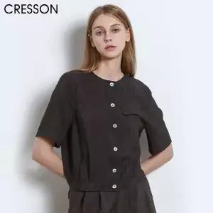 [크레송(CRESSON)] 핀턱 라운드넥 루즈핏 셔츠 (택가격:118000원)