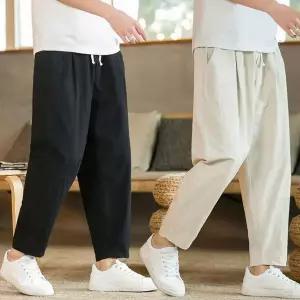 [하프클럽/]배기핏 밴딩 팬츠 남자 9부 여름 바지 통바지