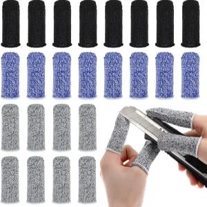 YBEATY 24PCS 핑거 컷 저항 보호 장갑 코츠 통기성 재사용 가능 내구성 슬리브 미끄럼 방지 엄지 손가락 끝