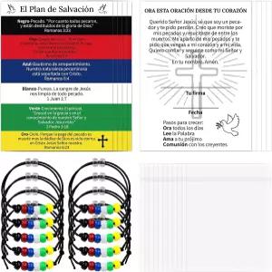 300개 구원 팔찌 키트 100 스페인 카드 업그레이드 크기 4.7*3.5 가방 복음 전도 De Pulsera SalvacioN의