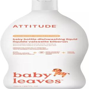 ATTITUDE 아기 젖병 및 주방 비누, EWG 인증 병 클리너, 염료 프리, 우유 잔여물 그리스 제거, 비건, 배 꿀