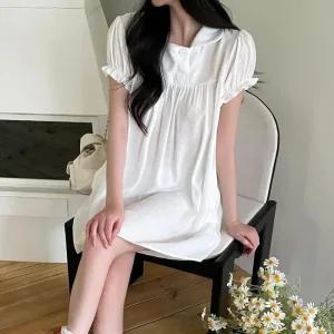 여자 간절기 하객룩 더블버튼 프릴 미니 원피스
