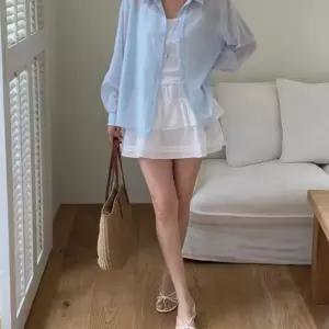 여자 간절기 데이트룩 오버핏 레이온 긴팔 셔츠